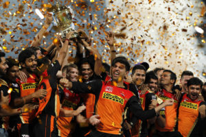 Sunrisers Hyderabad celebrate the win during the final of the Vivo IPL 2016 ( Indian Premier League ) between The Royal Challengers Bangalore and the Sunrisers Hyderabad held at The M. Chinnaswamy Stadium in Bangalore, India, on the 29th May 2016 Photo by Deepak Malik / IPL/ SPORTZPICS