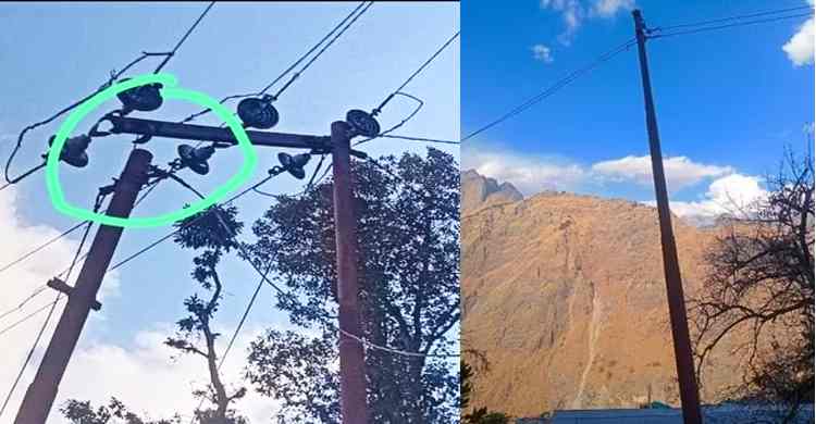 जोशीमठ में नए इलाके में भूधंसाव, तिरछे हुए बिजली के पोल्स और पेड़ joshimath