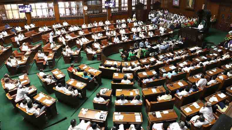 Ruckus in Karnataka Assembly, paper thrown towards the seat, 10 BJP MLAs suspended