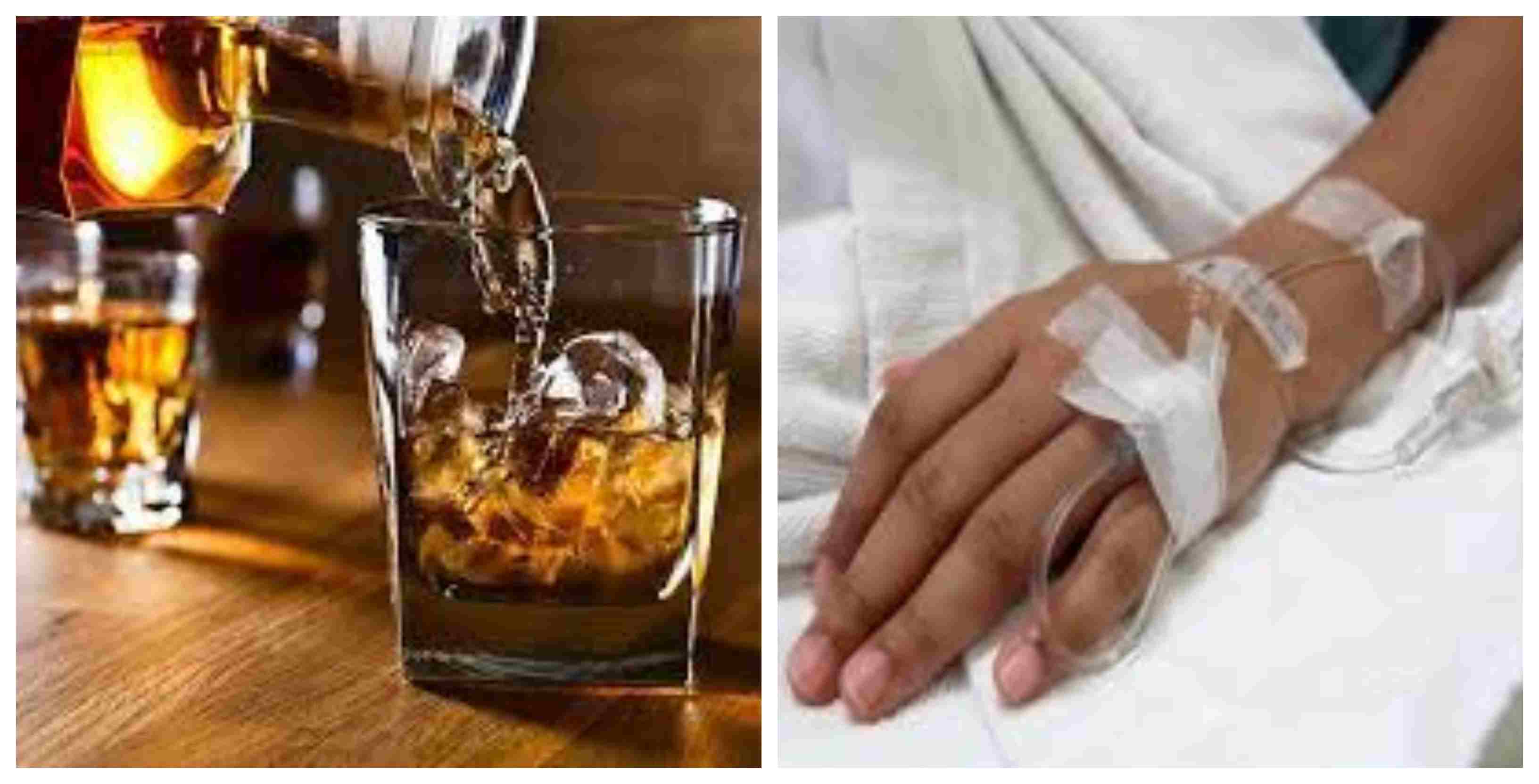 शराब के पैग बनाता पकड़ा गया मरीज