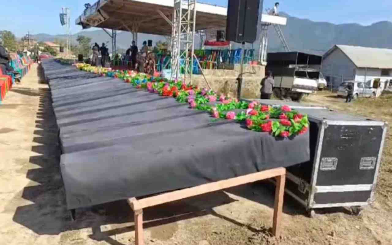 The last rites of 87 people killed seven months ago in Manipur took place today.