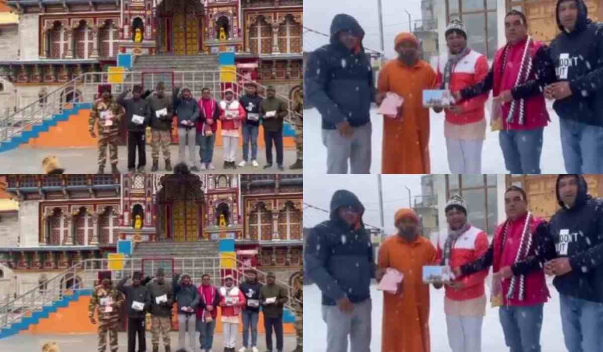 राम मंदिर का कलश लेकर बदरीनाथ धाम पहुंचे विहिप कार्यकर्ता, ध्यान में बैठे साधुओं को दिया निमंत्रण