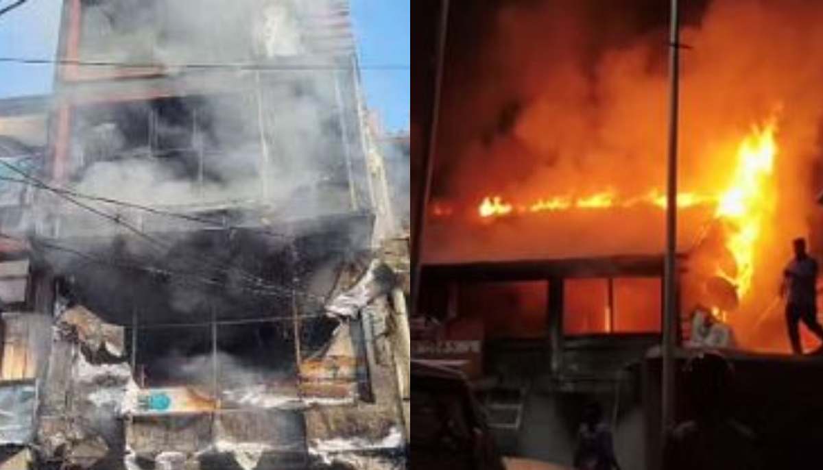 रुद्रपुर में चार मंजिला दुकान में लगी भीषण, मौके पर पहुंचा दमकल विभाग