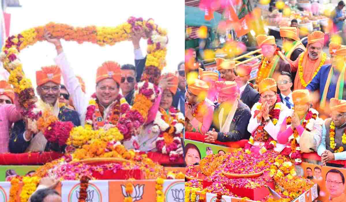 हरिद्वार में सीएम धामी का रोड शो, भाजपा के झंडों से पटा दिखाई दिया पूरा शहर