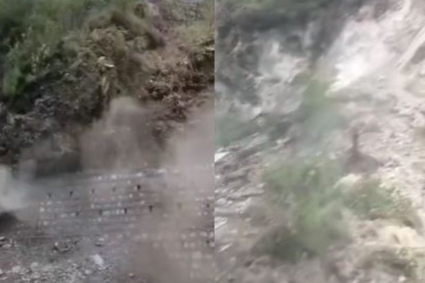 पौड़ी-कोटद्वार हइपर पर गुमखाल में फिर दरकी पहाड़ी