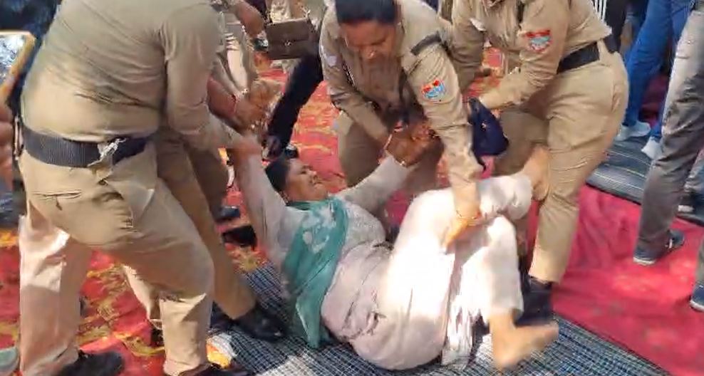 Bhupendra who was on a hunger strike was forcibly taken away by police