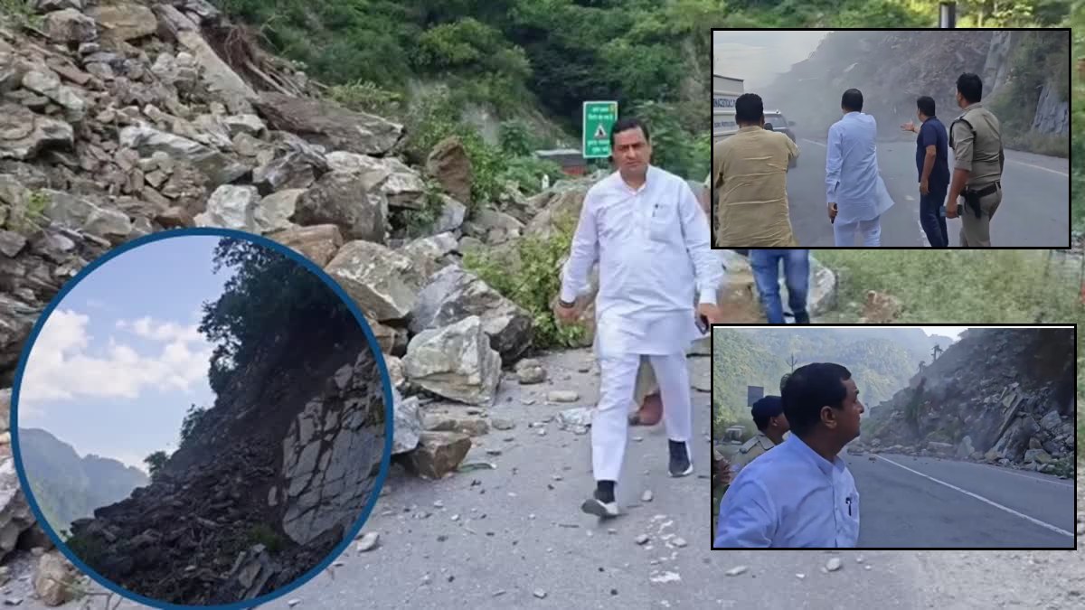 mp-anil-baluni-escapes landslide-on badrinath-highway Viral Video
