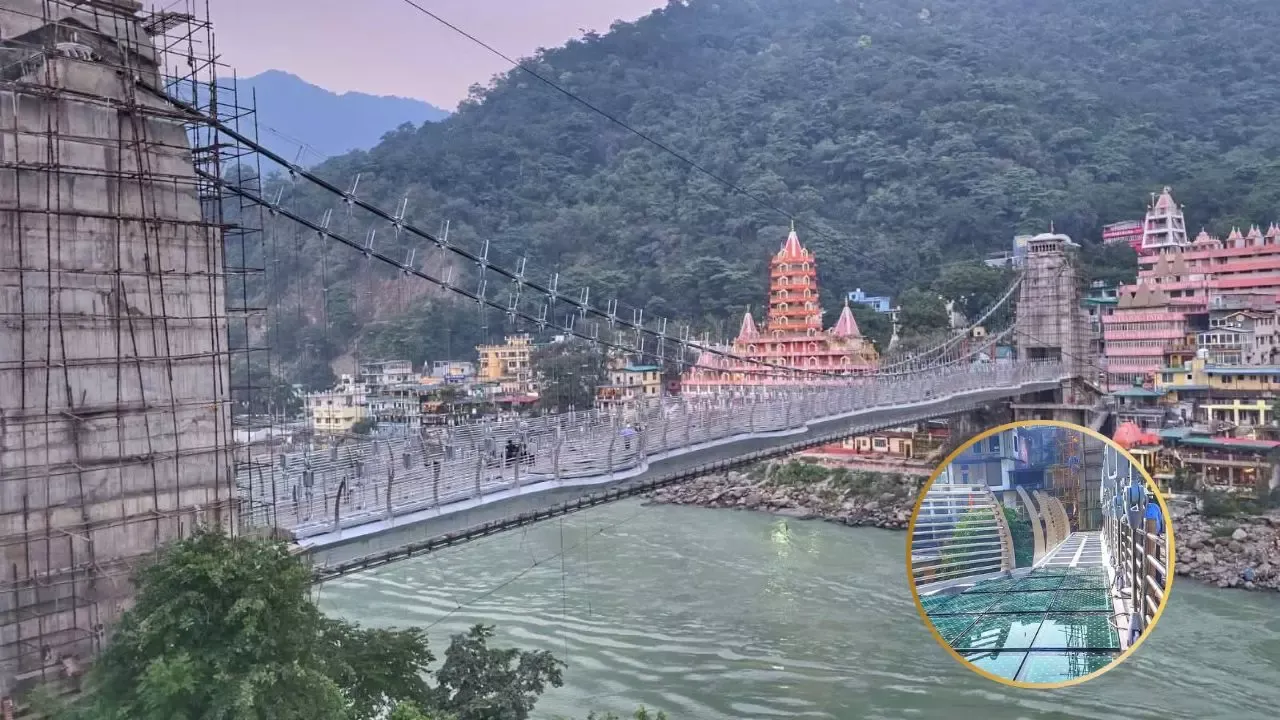 ऋषिकेश में 90% बनकर तैयार हुआ केबल ग्लास ब्रिज! इस दिन होगा उद्घाटन - Glass Bridge in Rishikesh new laxman jhula rishikesh