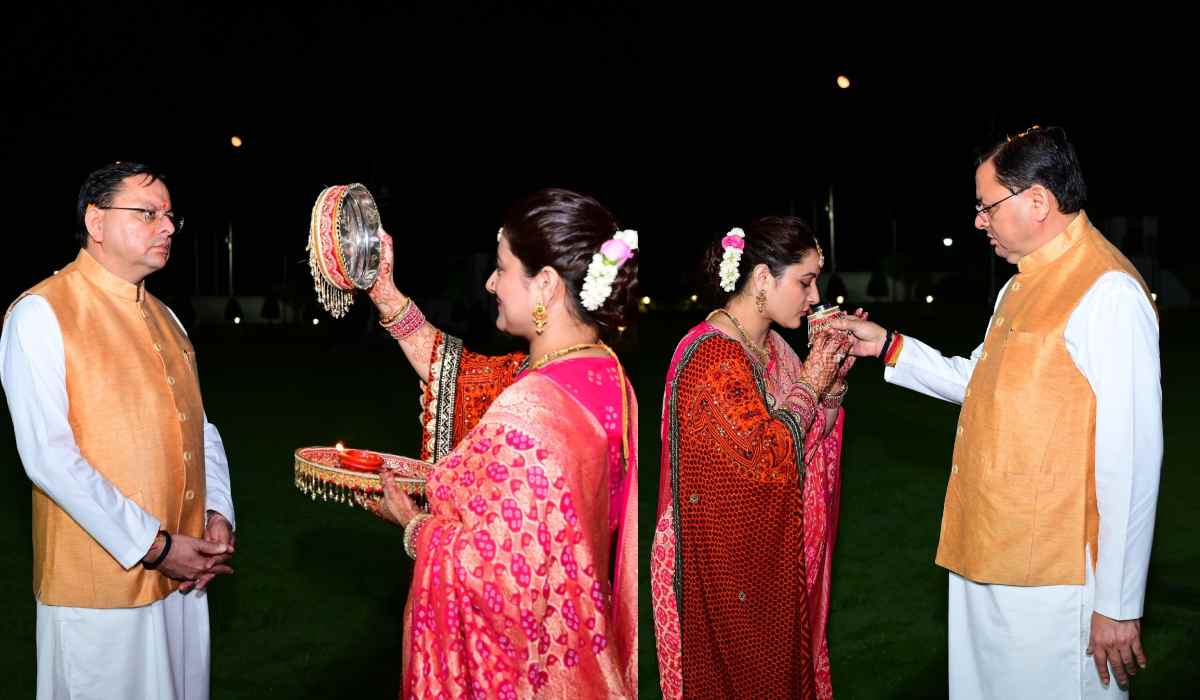 cm dhami karwachauth photo