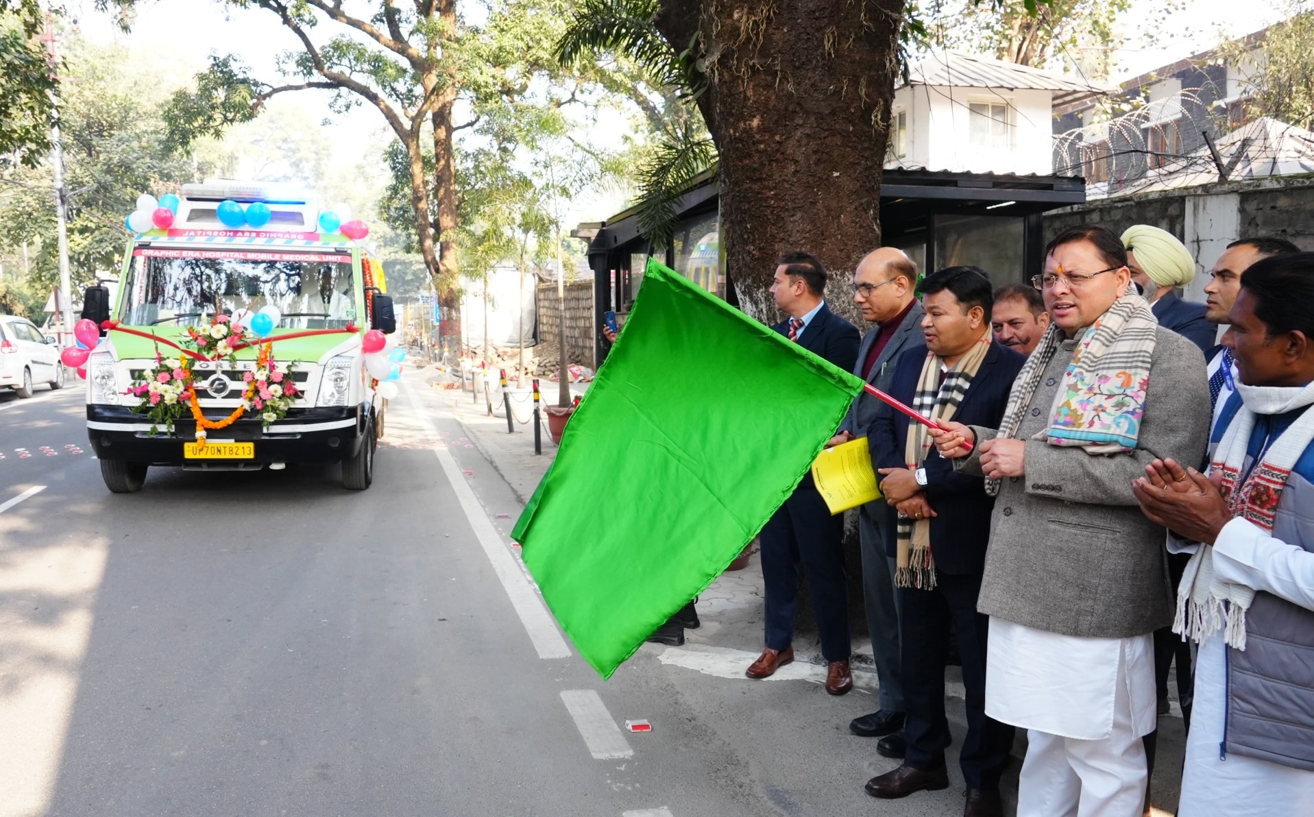 cm dhami flagged off mobile medical unit