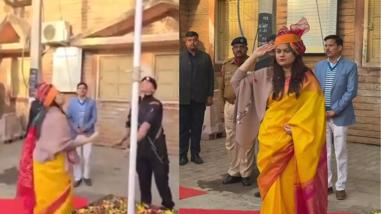 उल्टी दिशा में होता है IAS Tina Dabi का ध्वजारोहण के बाद सलाम!, गणतंत्र दिवस से वीडियो हुई वायरल ias-tina-dabi-republic-day-2026-viral-video