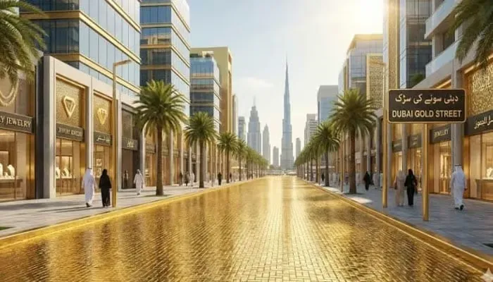 दुनिया का पहला 'सोने का शहर', गोल्डन स्ट्रीट पर चलेंगे लोग - World's First Gold Street Dubai