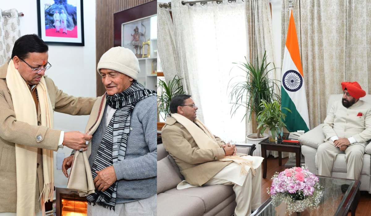 नए साल पर भगत सिंह कोश्यारी और गवर्नर से मिलने पहुंचे सीएम धामी, समसामयिक विषयों पर हुई चर्चा