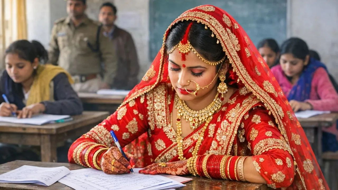 पति बाहर करता रहा इंतजार!, विदाई के बाद ससुराल की जगह एग्जाम हॉल पहुंची दुल्हन bride-came-for-10-exam-right-after-wedding