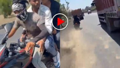 bike-stunt-accident-pulsar-crash-truck-viral-video