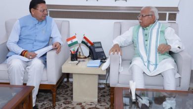 cm dhami meet manohar lal khattar