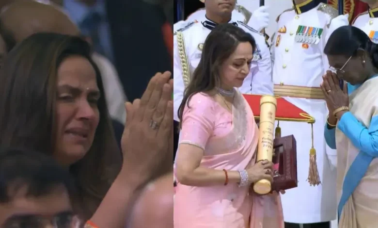 Dharmendra को मरणोप्रांत मिला पद्म विभूषण, नम आंखों से हेमा मालिनी ने लिया अवॉर्ड, फूट-फूटकर रोईं बेटी अहाना dharmendra-awarded-posthumous-padma-vibhushan-