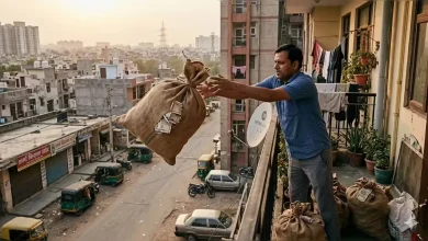 पैसों की बारिश!, ED Raid पड़ते ही 9वीं मंजिल से फेंके नोटों से भरे दो बैग, Video Viral unjab-moahli-ed-raid-bag-full-of-500-rupee-notes-thrown-from-9th-floor