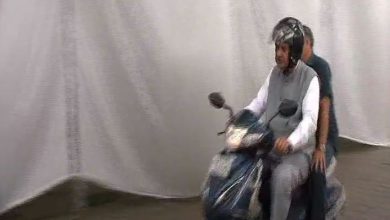 following-pm-modis-call-minister-ganesh-joshi-arrived-camp-office-riding-two-wheeler