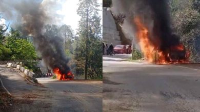 Car Catches Fire in Tehri