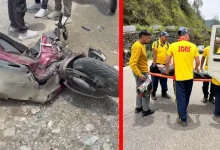हादसा!, केदारनाथ नेशनल हाईवे पर आपस में टकराए दो वाहन bike-and-scooter-on-kedarnath-national-highway-in-rudraprayag