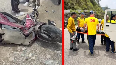 हादसा!, केदारनाथ नेशनल हाईवे पर आपस में टकराए दो वाहन bike-and-scooter-on-kedarnath-national-highway-in-rudraprayag