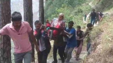 due-to-the-lack-of-road-woman-in-chamoli-transported-to-hospital-using-dandi