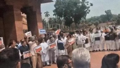 Parliament Protest Photos Update PM Modi Rahul Gandhi BJP Congress Paper Leak Row